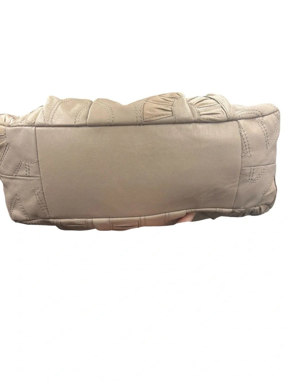 Coach Kristin Leather Pleated Floral Appliqué Hobo Shoulder Bag Ivory Taupe 2010